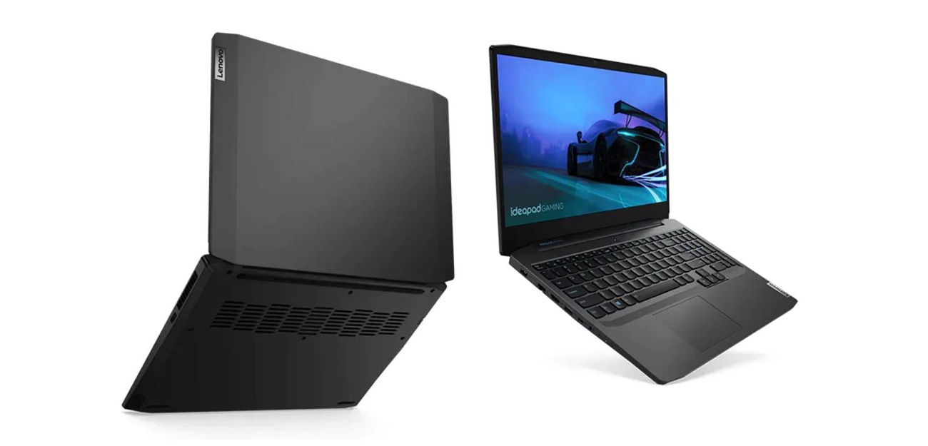 Two opened laptops with one facing front and one facing back